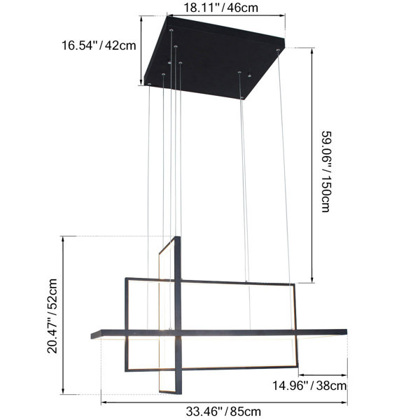 Orren Ellis Lancashire 3 Light Unique Geometric LED Chandelier